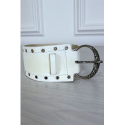 Ceinture blanche en simili avec strass oeillet - 2