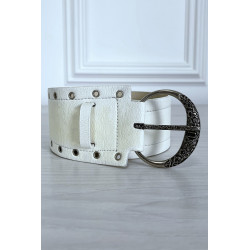 Ceinture blanche en simili avec strass oeillet - 3