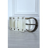 Ceinture blanche en simili avec strass oeillet - 3