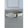 Ceinture blanche en simili avec strass oeillet - 4