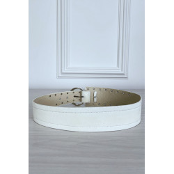 Ceinture blanche en simili avec strass oeillet - 5