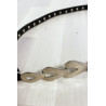 Fine ceinture noir avec accessoire et strass - 5