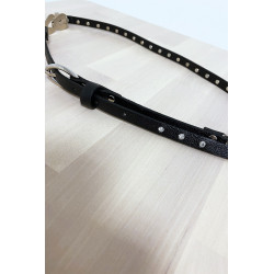 Fine ceinture noir avec accessoire et strass - 6