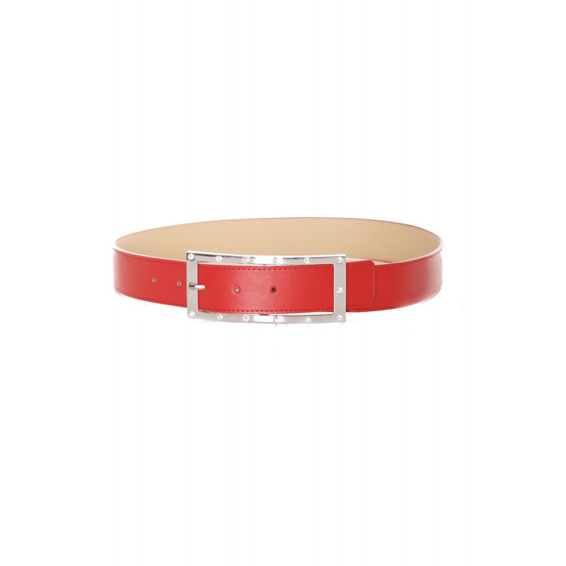 Ceinture rouge boucle avec strass - 9008 - 1