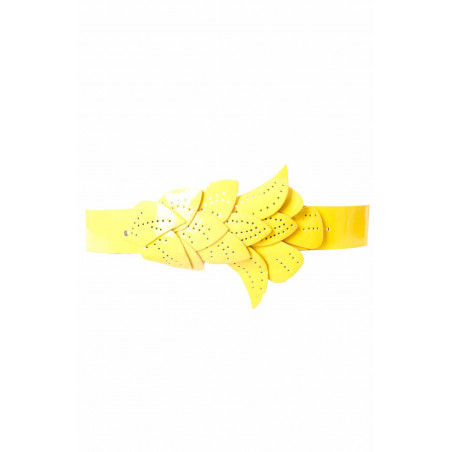 Ceinture Jaune, boucle motif feuilles BG-PO44 - 1