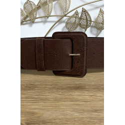 Grosse ceinture marron avec joli motif - 2