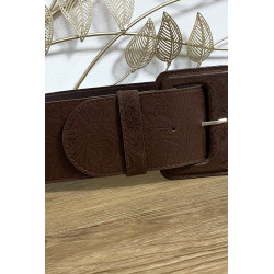 Grosse ceinture marron avec joli motif - 5