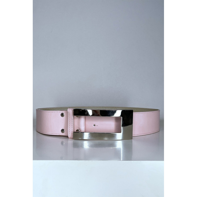 Ceinture rose avec boucle argenté - 2