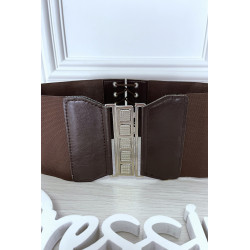 Ceinture de taille marron avec lacet au dos - 4