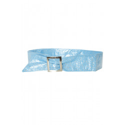 Ceinture bleu égère à motif étoiles et boucle rectangle. étoiles - 1