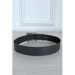 Ceinture grise en simili avec boucle argenté en verre - 5