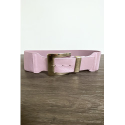 Grosse ceinture lila avec boucle argenté et élastique à la taille - 4