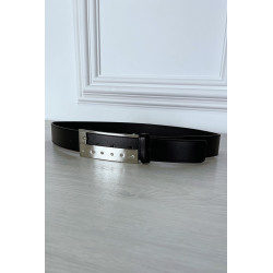 Ceinture noire fine à boucle rectangulaire à strass - 3