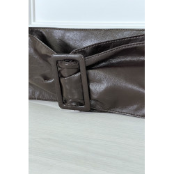 Ceinture marron ajustable en similicuir - 1