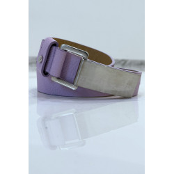 Ceinture violette effet python à boucle rectangle - 1