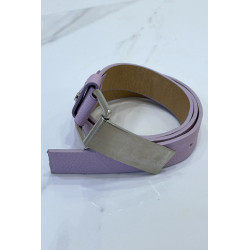 Ceinture violette effet python à boucle rectangle - 6