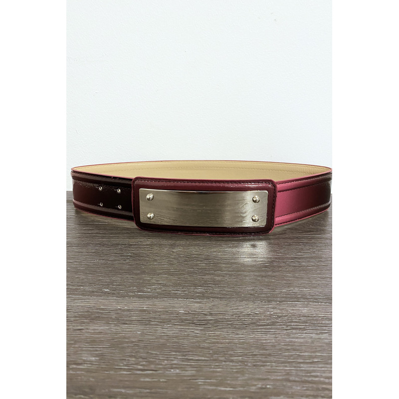 Ceinture bordeaux avec longue boucle rectangulaire - 1