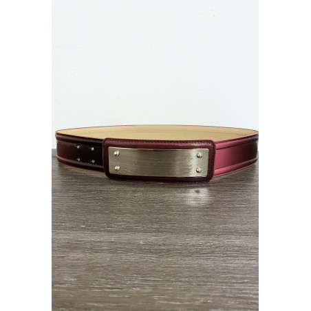 Ceinture bordeaux avec longue boucle rectangulaire - 1