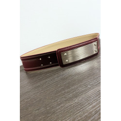 Ceinture bordeaux avec longue boucle rectangulaire - 2