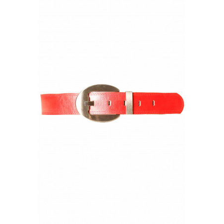 Ceinture Rouge large avec grosse boucle arrondi CE 747 - 1