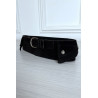 Ceinture noire en suédine avec pochette intégré sur les côtés - 2