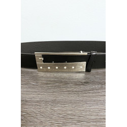 Ceinture en simili noir avec strass sur la boucle - 2