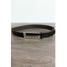 Ceinture en simili noir avec strass sur la boucle - 4