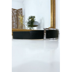 Ceinture verte avec boucle rectangle strass et argenté - 10