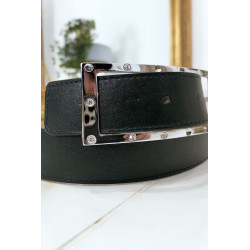 Ceinture verte avec boucle rectangle strass et argenté - 12