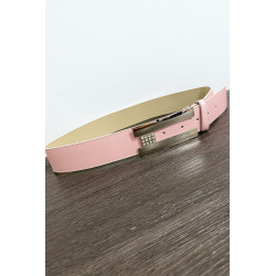 Ceinture rose avec boucle rectangulaire et strass - 2