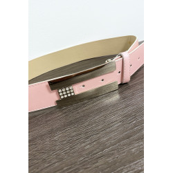 Ceinture rose avec boucle rectangulaire et strass - 3