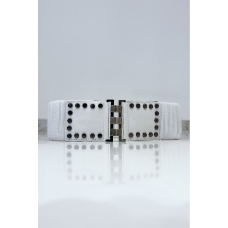 Ceinture blanche avec élastique et paillettes. Ceinture femme - 1