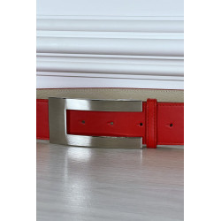 Ceinture rouge avec boucle rectangle - 4