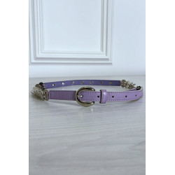 Ceinture parme avec accessoire argenté - 1