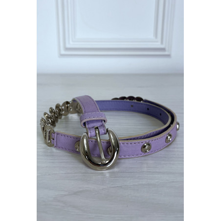 Ceinture parme avec accessoire argenté - 3