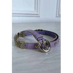 Ceinture parme avec accessoire argenté - 4