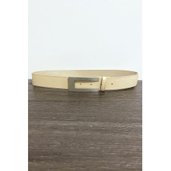 Ceinture beige en simili avec boucle rectangulaire - 2