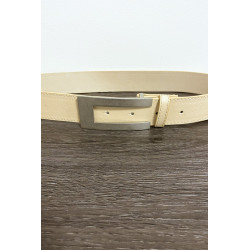 Ceinture beige en simili avec boucle rectangulaire - 3