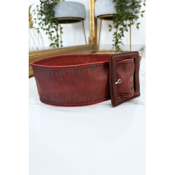 Ceinture rouge femme effet usé vintage - 4