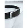 Ceinture noire avec boucle rectangle strass et argenté - 4