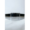 Ceinture noire avec boucle rectangle strass et argenté - 7