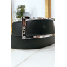 Ceinture noire avec boucle rectangle strass et argenté - 12