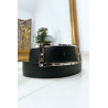 Ceinture noire avec boucle rectangle strass et argenté - 13