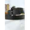 Ceinture noire avec boucle rectangle strass et argenté - 14