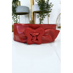 Ceinture rouge femme avec forme papillon à la boucle - 2