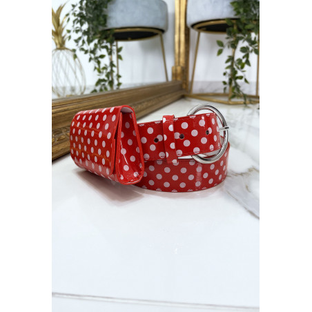 Ceinture rouge à pois avec pochette - 3