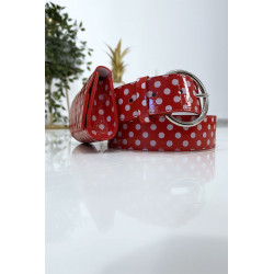 Ceinture rouge à pois avec pochette - 5