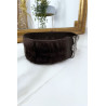 Ceinture élastique marron avec accessoire et plume - 7