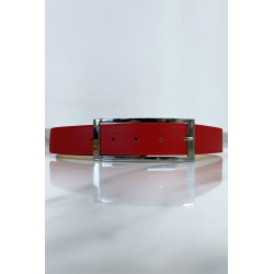 Ceinture rouge avec boucle argenté - 2