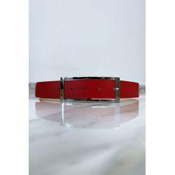 Ceinture rouge avec boucle argenté - 3